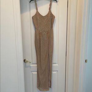 Elegant Gold Evening Gown- Size -8 ✨